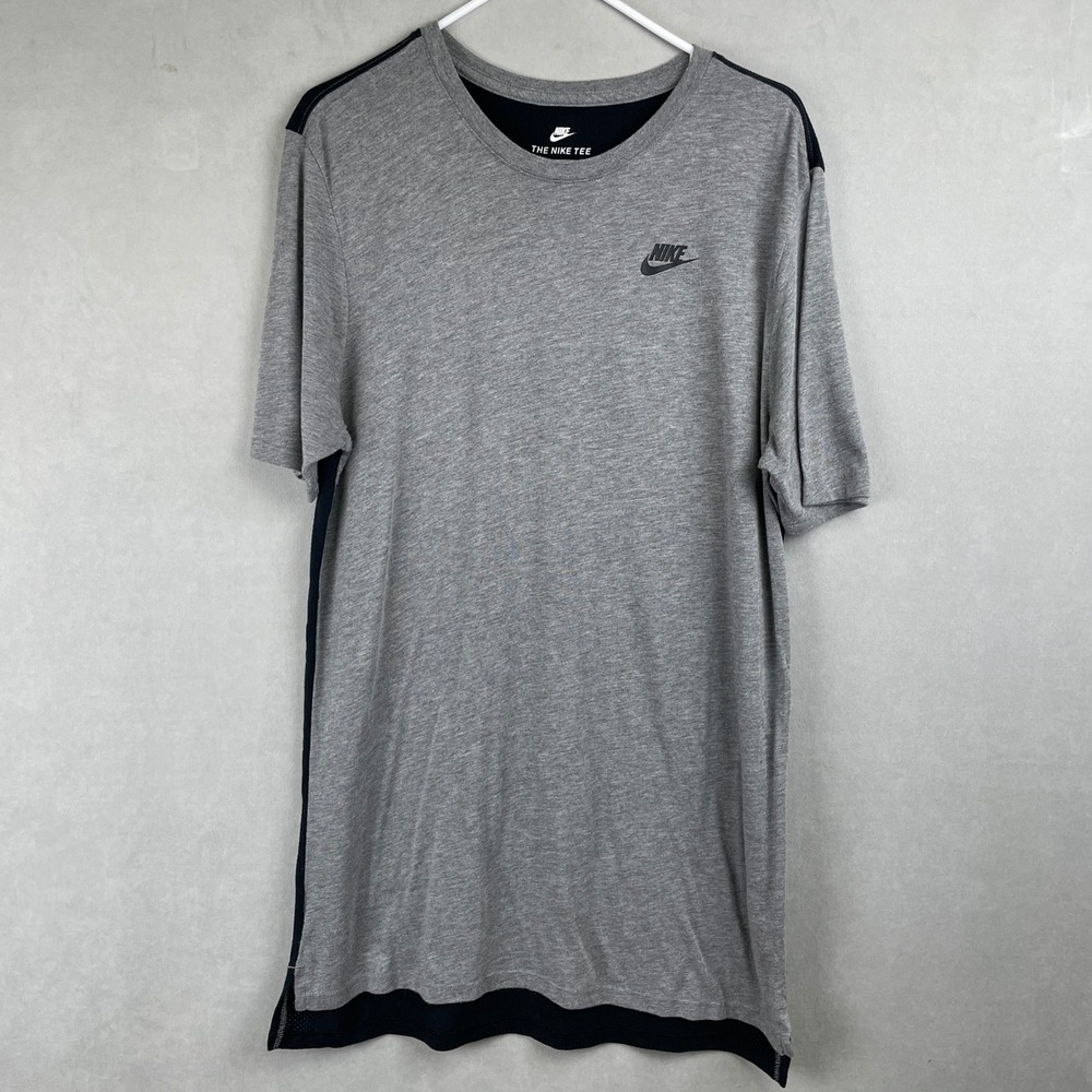 Nike NSW The Nike‎ Tee Men M Gray Black Dri-FIT Athletic Mesh T-Shirt Athleisure